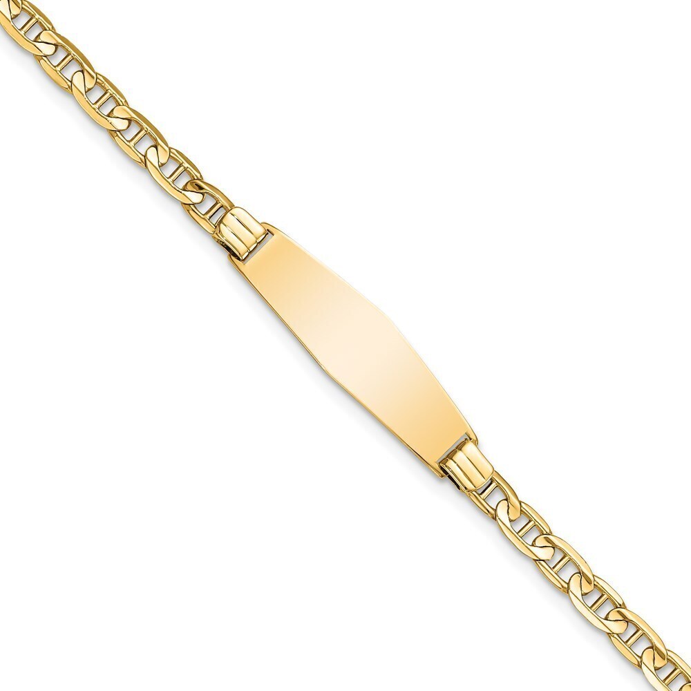 14k Yellow Gold Soft Diamond Shape Anchor Link Id Bracelet